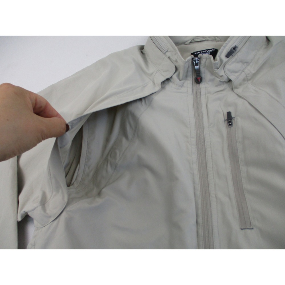 SCOTTEVEST Jacket Mens Medium Tan TEC Tropiformer Utility Pocket Hidden Hood - Picture 3 of 16